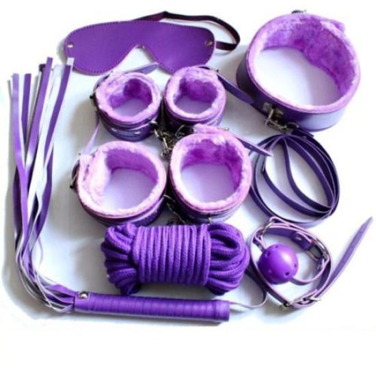HuaHuiYuan Cosplay SM eye rose restraint purple GoodsSM 7-piece set, gag, shackles, shackle, collar, mask, rope, whip, device, [Adult]