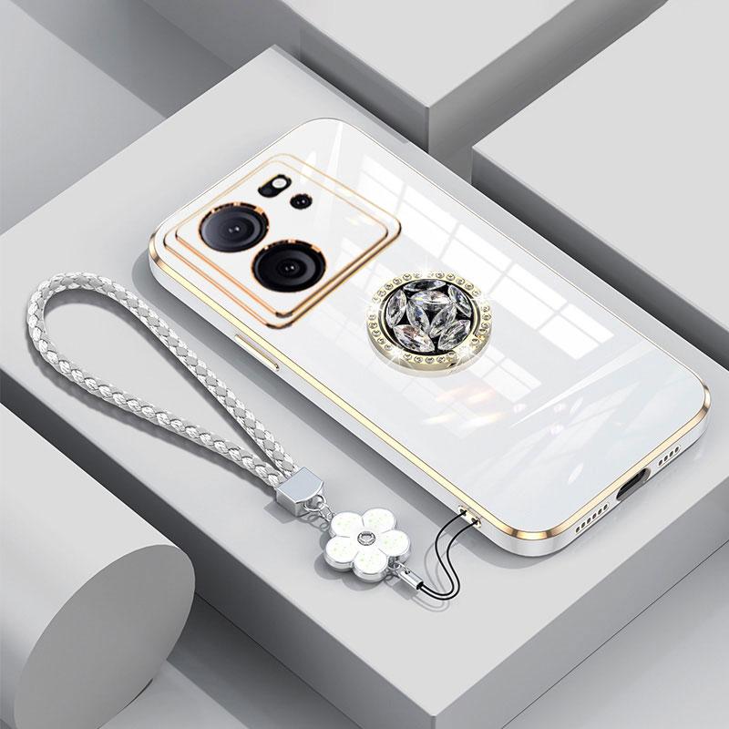 Xiaomi13T Hülle Luxus Diamantring Hülle Für Xiaomi 13T 12T 11T 13 12 pro Lite Handyhülle Mit Blumen Lanyard Beschichtung Hüllen 13T