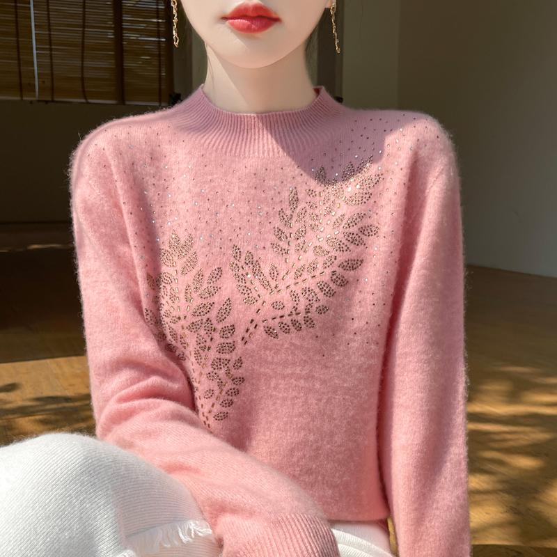 Women's Cashmere Sweater Qinghe Cashmere 30% Cashmere 70% Wool Autumn and Winter Pullover Warm and Fashionable