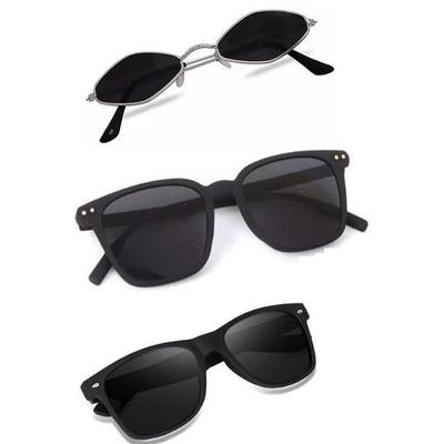 Sheomy Unisex Combo Offer Pack of 3 Shades Glasses Square Sunglasses Rectangle Retro Vintage Narrow Women::Men, WSC-039