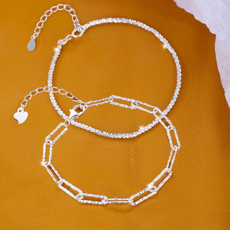 925 Silver Bracelets for Women Korean Designer Double Layered Starry Sky Wedding Jewelry Fashion