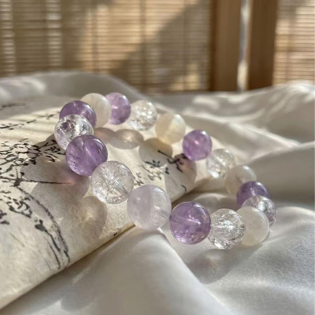 Zixia Yingxue Original Design Natural Lavender Amethyst Snowflake Phantom Crystal Bracelet for Women