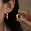 CARLIDANA Hypoallergenic Waterproof Minimalist Jewelry Stainless Steel Gold Plated Trendy U Shape Geometric Huggie Earrings