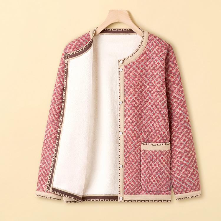 New Autumn and Winter Small Fragrance Jacket Warm Short Cotton Coat Plus Velvet Fashionable Jacket Mother Wears Thicker
