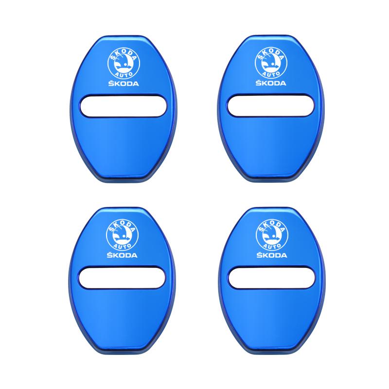 

2025 Новый 4 шт. Декоративная Защитная Накладка на Замок Двери Эмблема Чехол Для Skoda Octavia Kodiaq Fabia Superb Rapid Karoq A7 Аксессуары Ca синий