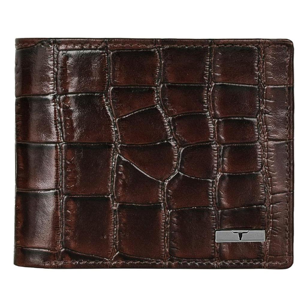 Carl Printed Brown Leather Wallet for Men