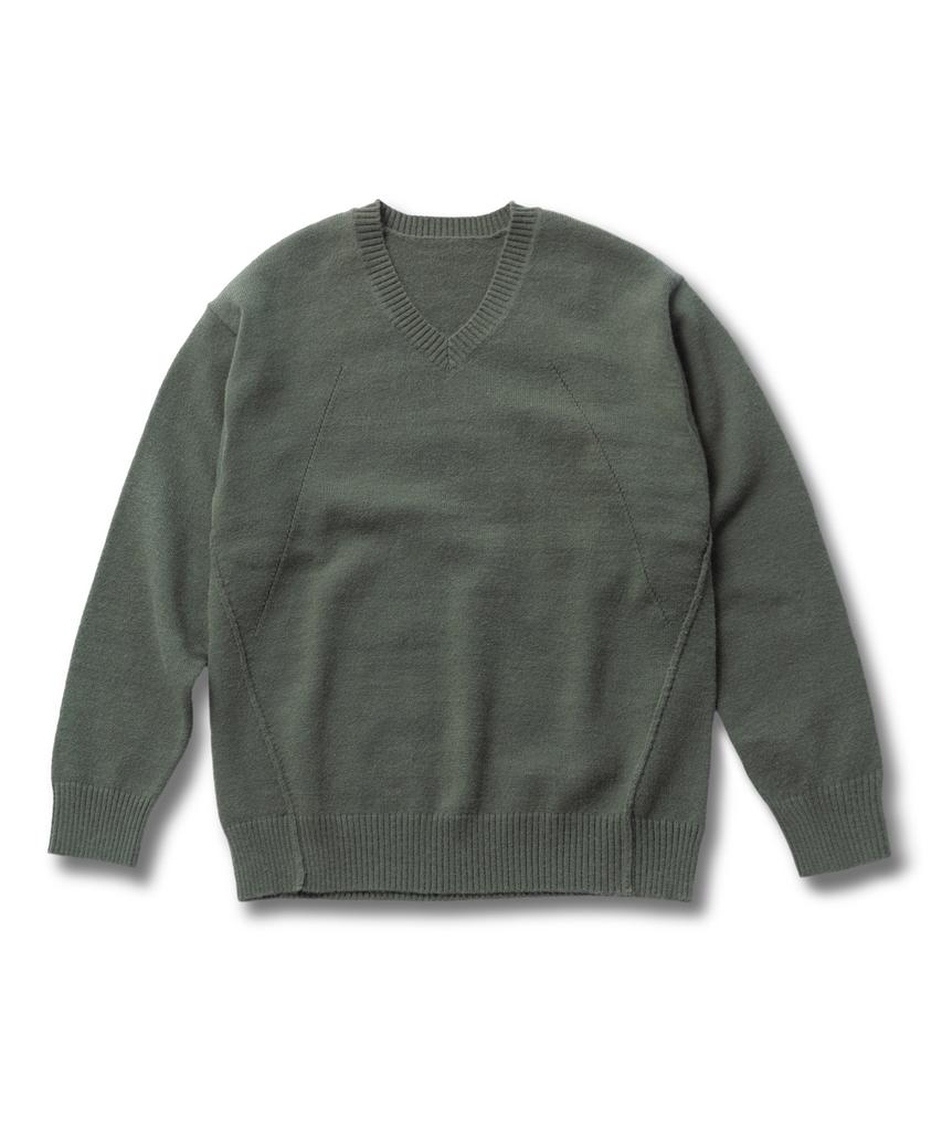 Beullumeol Pbt Wool V-Neck Knit - Olive Green