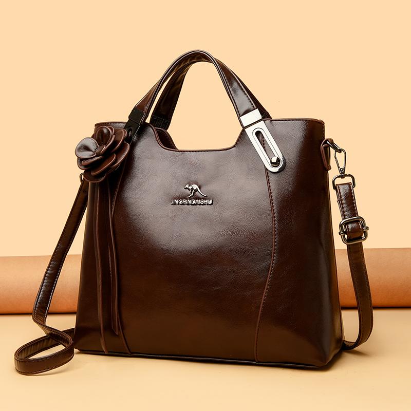 Middle-aged Handbag Mother Bag Women's Soft Leather Shoulder Crossbody Bag