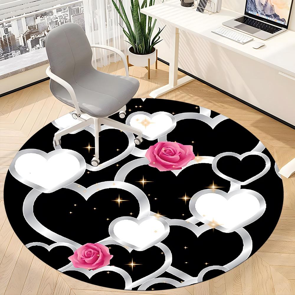 1pc Love Hearts Chair Carpet for Office, Indoor Non Slip Washable Polyester Fiber Carpet,