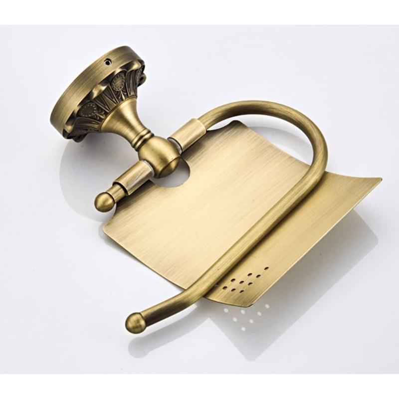 European Brushed Toilet Paper Holder Wall Mounted Space Saving Retros Gold Decorative Bathroom Accessories
