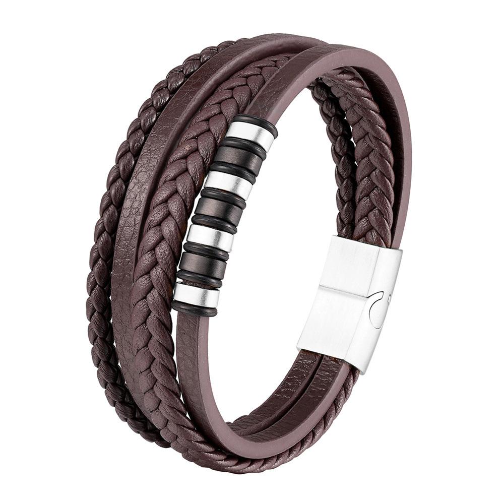 2026 Bracelet, Multi-layer Black Leather Woven Bracelet, Popular Men's Bracelet in Europe and America