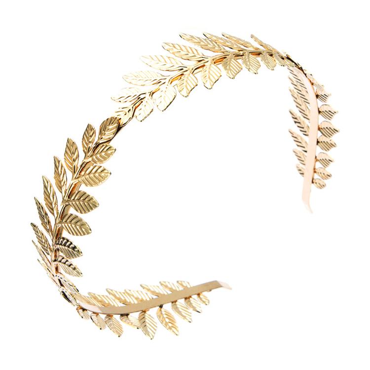 Wow Sheila Baroque Style Golden Leaf Headband Double Layer Flower Inlaid Rhinestone Headbands Women