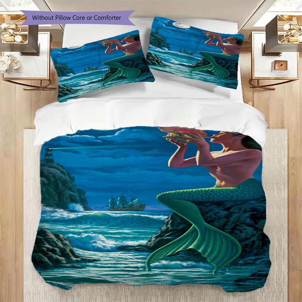Mermaid Fantasy Set Bedding 1 Duvet Cover 2 Pillowcase Without Core Bedding Set Soft And Comfortable Duvet Cover And Pillowcase