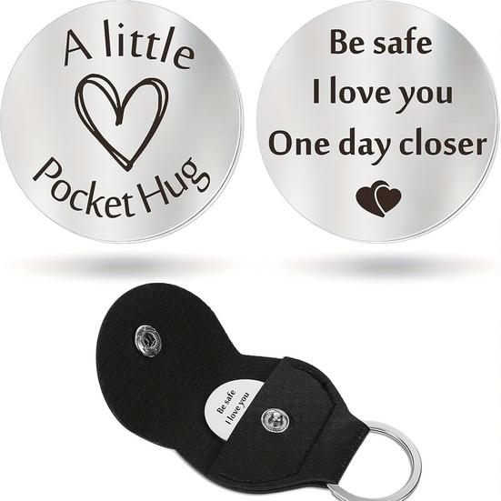 1 Set inspirierendes „Decision Coin Hug“-Taschen-Schlüsselanhänger-Set mit Gravur, inspirierendes Geschenk