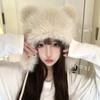 Cute Bear Ears Plush Hat Women'S Winter Warm Versatile Pullover Hat Fleece Windproof Ear Protection Lei Feng Hat