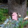 Engraved Design Fairy Door Miniature Creative Yard Art Statue Gift Miniature Wooden Door