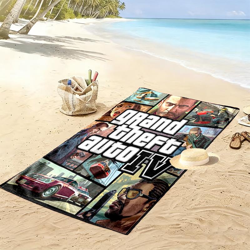 Grand Theft Auto V: L'avventura attende telo da spiaggia Telo da spiaggia per foto vacanze Campeggio all'aperto Asciugamano per piscina all'aperto Asciugamano da bagno ad asciugatura rapida nuoto
