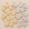 Liangfei 3D Five-Petal Plum Blossom Pendant with Diamond Inlay, Copper-Plated 18k Gold Fashion DIY Jewelry Accessory.