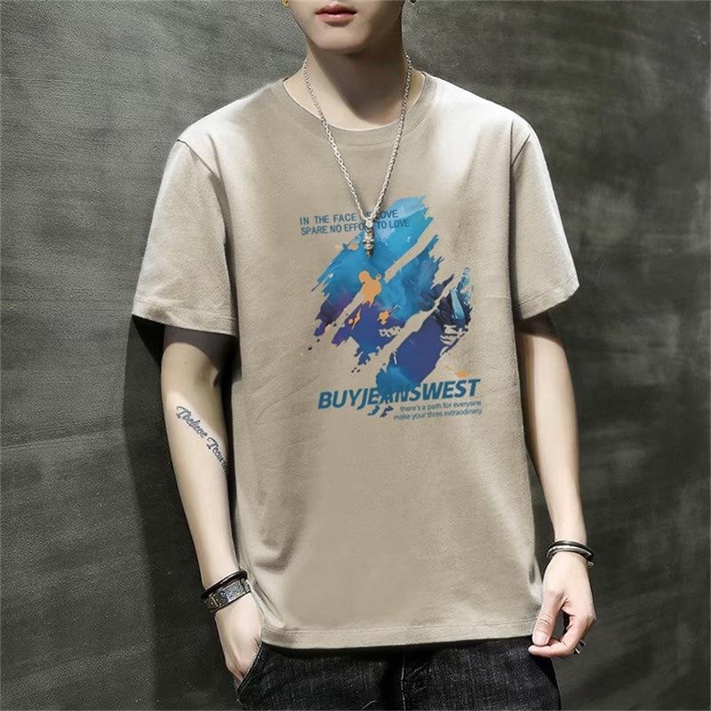 Men'S Short-Sleeved T-Shirt New Summer Trend Korean Version Loose Bottoming Shirt Clothes T-Shirt Large Size Teen