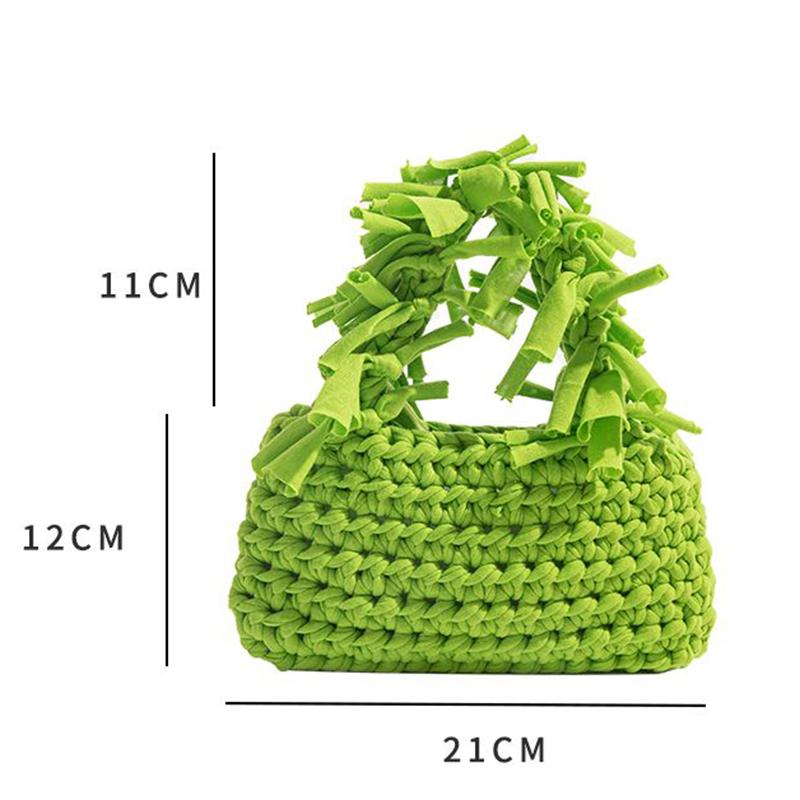 Yogodlns Fashion Solid Color Women's Knitted Small Handbag Woven Luxury Design Tassel Shoulder Bag Wrist Bag
