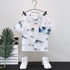 Trendy Summer Childrens Outfit For Boys Featuring Soft Cotton Short Sleeve Shirt And Shorts Set