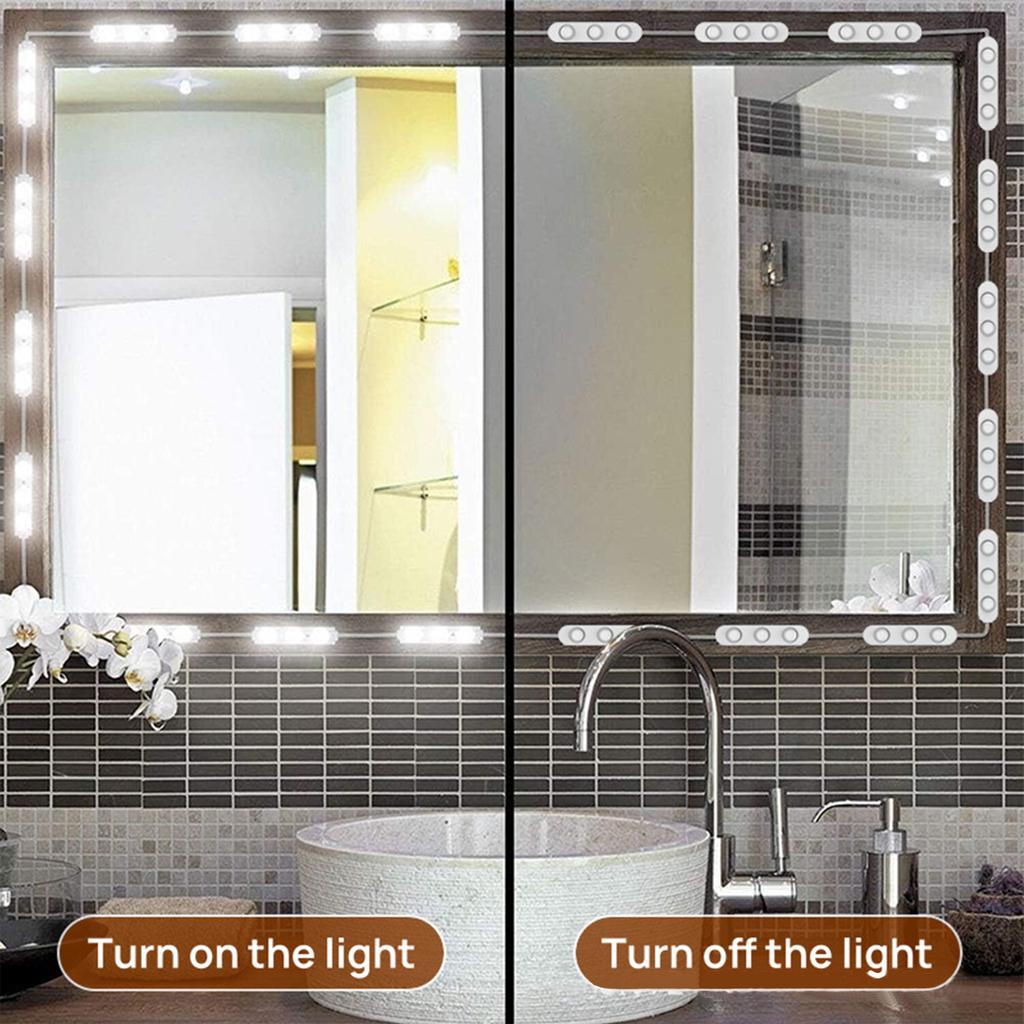 10FT Makeup Vanity Light Module Self-Adhesive Makeup Mirror Light Dimmable Mirror Light Three Color Temperatures IP65 Waterproof USB Plug and Play
