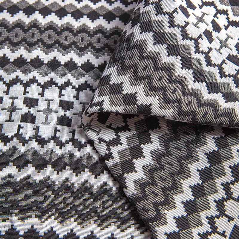 BILU Thicken Yarn Woven Polyester Cotton Linen Ethnic Jacquard Fabric for Home Textile