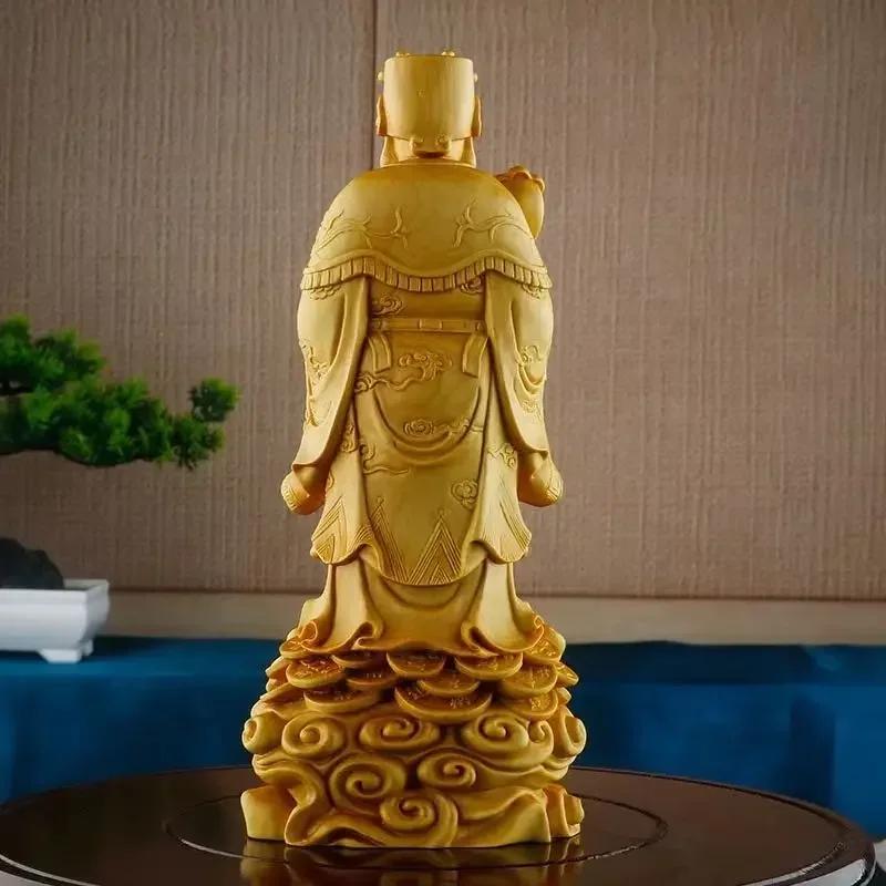 Holzschnitzerei Gott des Reichtums Ornamente Schreibtisch Zuhause Geschäft Wohnzimmer Dekoration Handwerk
