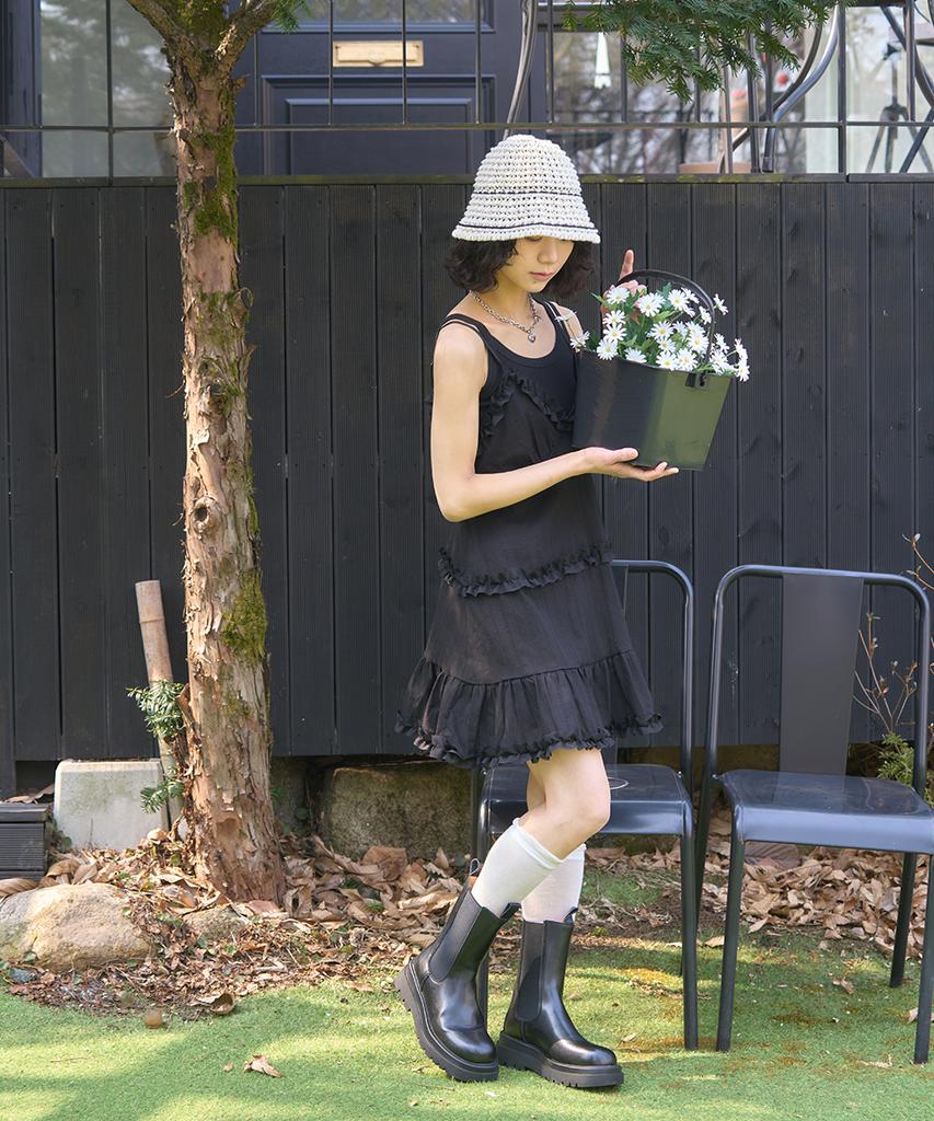 THE GREEN LAB Summer Crochet Knit Bucket Hat [Ivory]