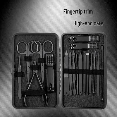 18-Piece Black Stainless Steel Manicure/Nail Clipper Set