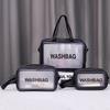 3Pcs/Set Large Capacity Pu Frosted Waterproof Cosmetic Bag Women Travel Portable Makeup Organizer Toiletry Washbag Zipper Bag