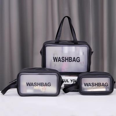 3 Stück/Set Große Kapazität PU Matt Wasserdicht Kosmetiktasche Damen Reise Tragbar Make-up Organizer Kulturtasche Reißverschlusstasche