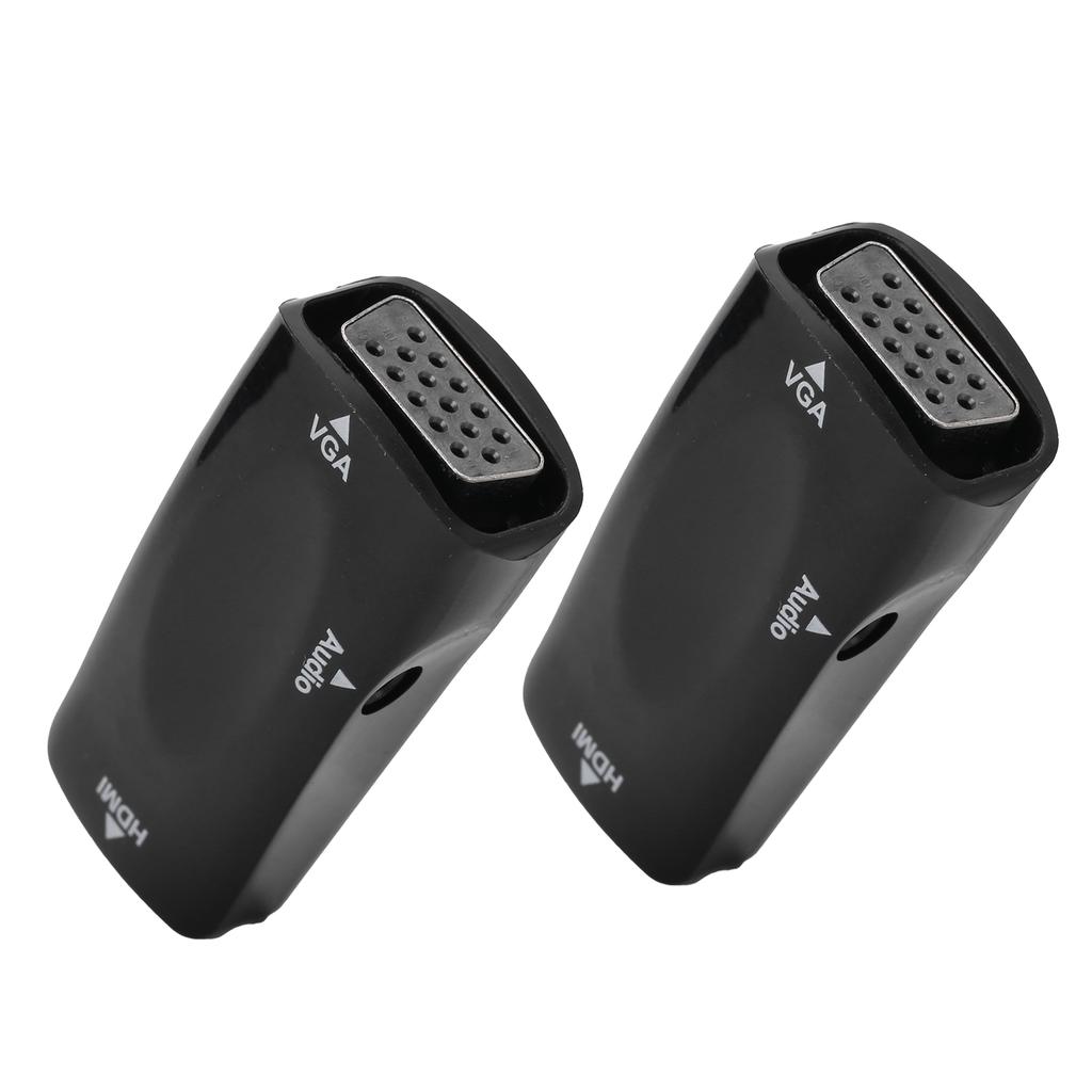 2pcs 1080P Video Converter HDMI Female to VGA Female with 3.5mm Audio Output Cable for Laptop Mobile Phone