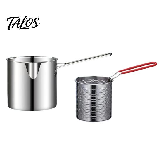 Small Deep Fryer with Basket Pot Removable Frying Basket, Durable Stainless Steel Compact Oil Filter Batch Pot, No Spill Saving for French Fries
