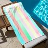 Toalla de Playa Rayas Arcoíris Pastel Impresión 2D Secado Rápido Libre de Arena para Playa Piscina Natación Viaje Suave Absorbente Toalla Regalo