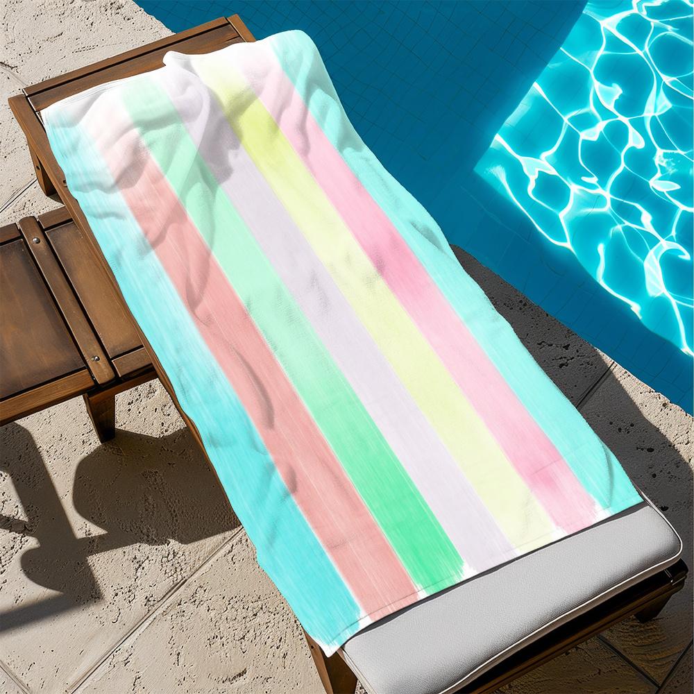 Toalla de Playa Rayas Arcoíris Pastel Impresión 2D Secado Rápido Libre de Arena para Playa Piscina Natación Viaje Suave Absorbente Toalla Regalo