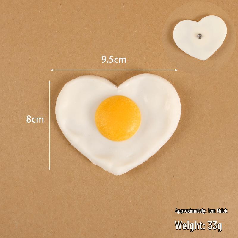 Heart-shaped Fried Egg Fridge Magnet - Fake Boiled Egg Kitchen Decoration Toy