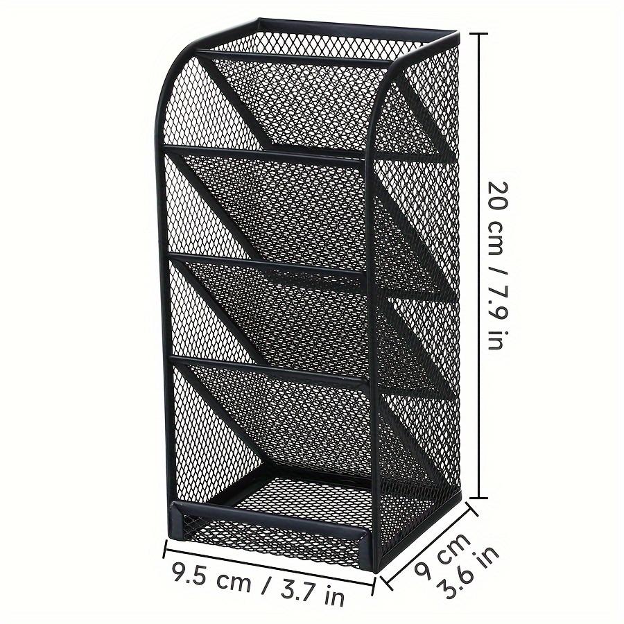 Four-layer Black Mesh Office Desk Storage Box - Multi-functional Pen Holder for School, Home Office and Art Supplies