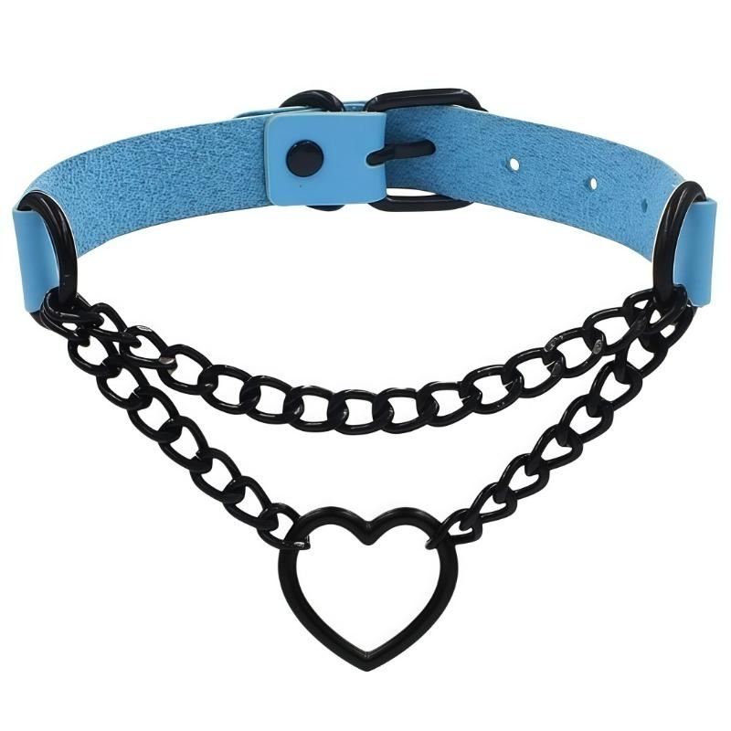 Eco-friendly PU Leather European and American Harajuku Peach Heart Black Chain Collar Necklace Necklace Trend Love Collar Neck Neck Collarbone Chain