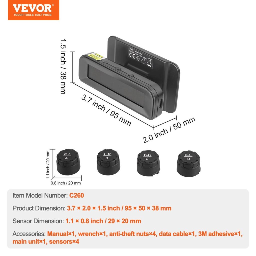 RV Tire Pressure Monitoring System Real Time Solar Trailer TPMS 4 Sensors