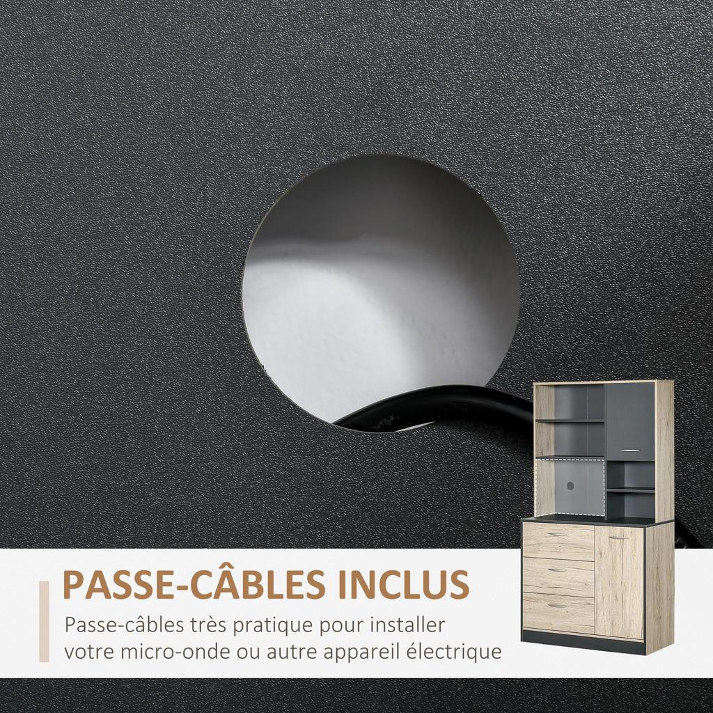 Meuble de cuisine multifonction en bois autoportant, rangement, organisateur pour micro-ondes, armoire avec portes et tiroirs, meubles de salle à manger