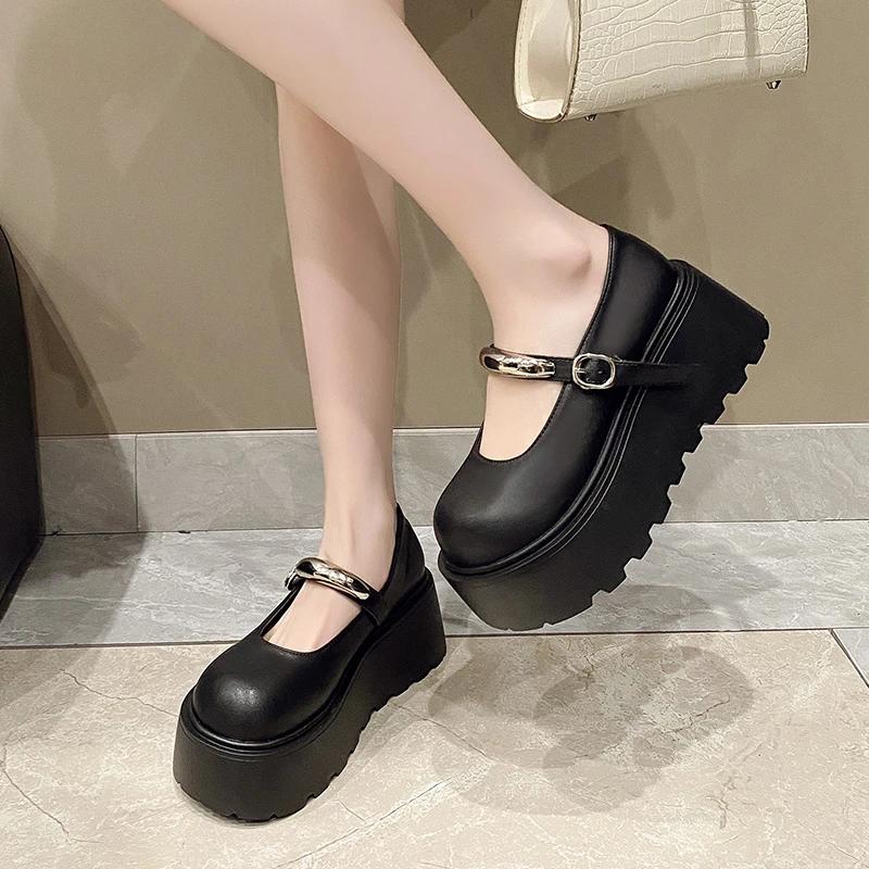 Fashion Ladies Shoes 2025 Brand Shallow Women's High Heels Fashion Buckle Strap New Round Toe Best Seller Comfortable Platform Heels