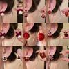 Silberne Nadel Tropfenöl Rote Perlen Ohrstecker - Eleganter & Vielseitiger Schmuck für Damen