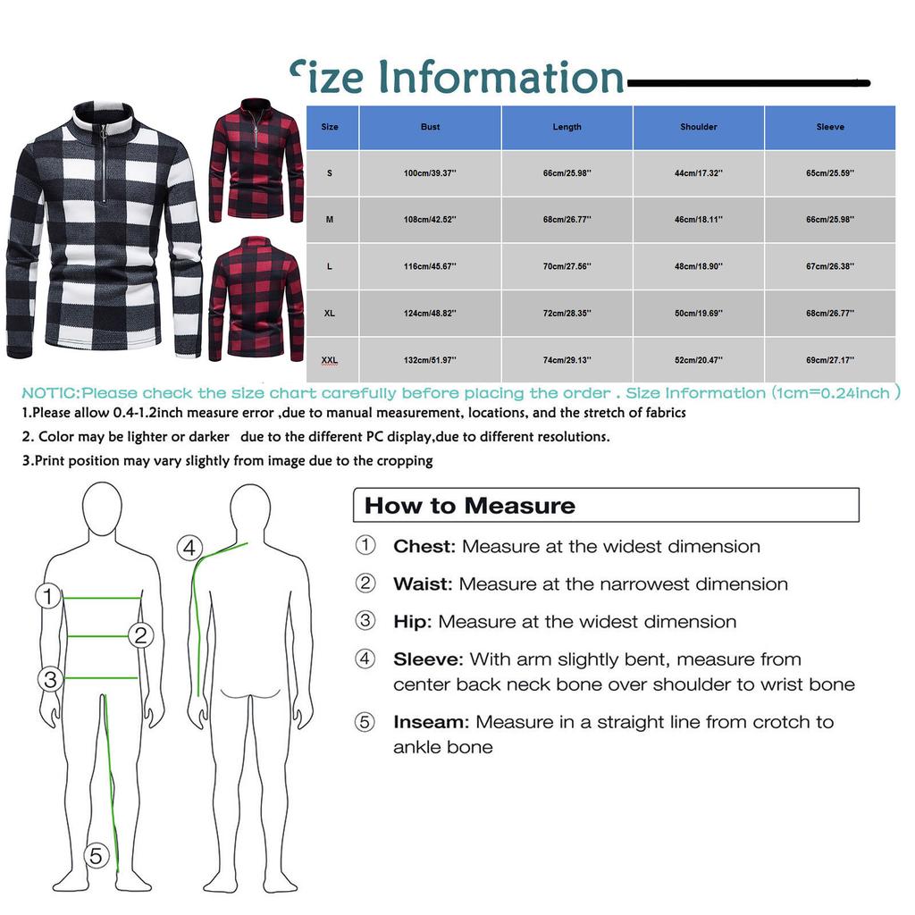 Men's  And Winter Stand Collar Plaid Sweater Zipper Bottomed Shirt Knitted Pullovers