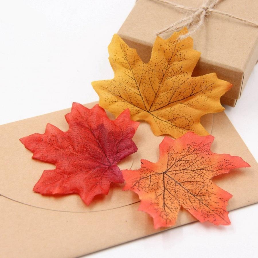 100Pcs Simulated Maple Leaf Autumn Courtyard Halloween Wedding Table Decoration Photography Props Homemade Flower Wreath