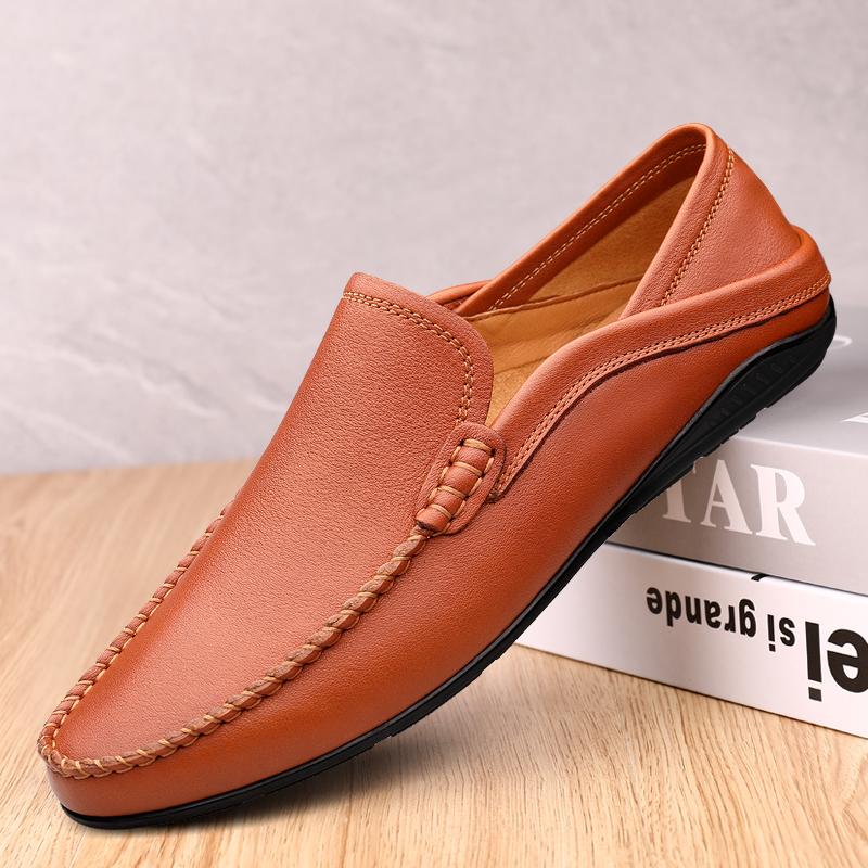 Newest Mens Shoes Genuine Leather Loafers Shoes Men Soft Driving Footwear Man Casual Slip On Flats Handmade Formal Business Oxfords