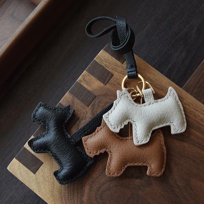 Giallo, bianco e nero/design originale fatto a mano in pelle portachiavi auto ciondolo semplice regalo personalizzato portachiavi da donna