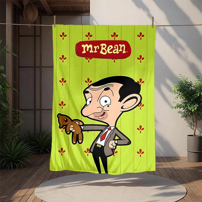 Mr Bean Flannel Blanket Soft Warm All-Season Throw, Design for Camping, Car Travel, Hiking Sofa, Bed, Office Perfect Gift for Parties