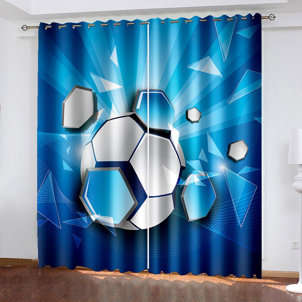 

Спортивные шторы с футбольным принтом для гостиной, спальни, кухни, окон, светопропускающие декоративные шторы с люверсами, кортина 2 шт. (50Wx50H)x2(CM)&Grommet Top