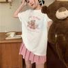 2026 Pink Cartoon Round Neck Loose-Fit Women's Half Sleeve T-Shirt